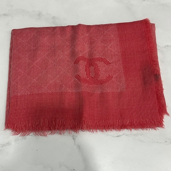 CHANEL SCARF RED NEW - Picture 1 of 8